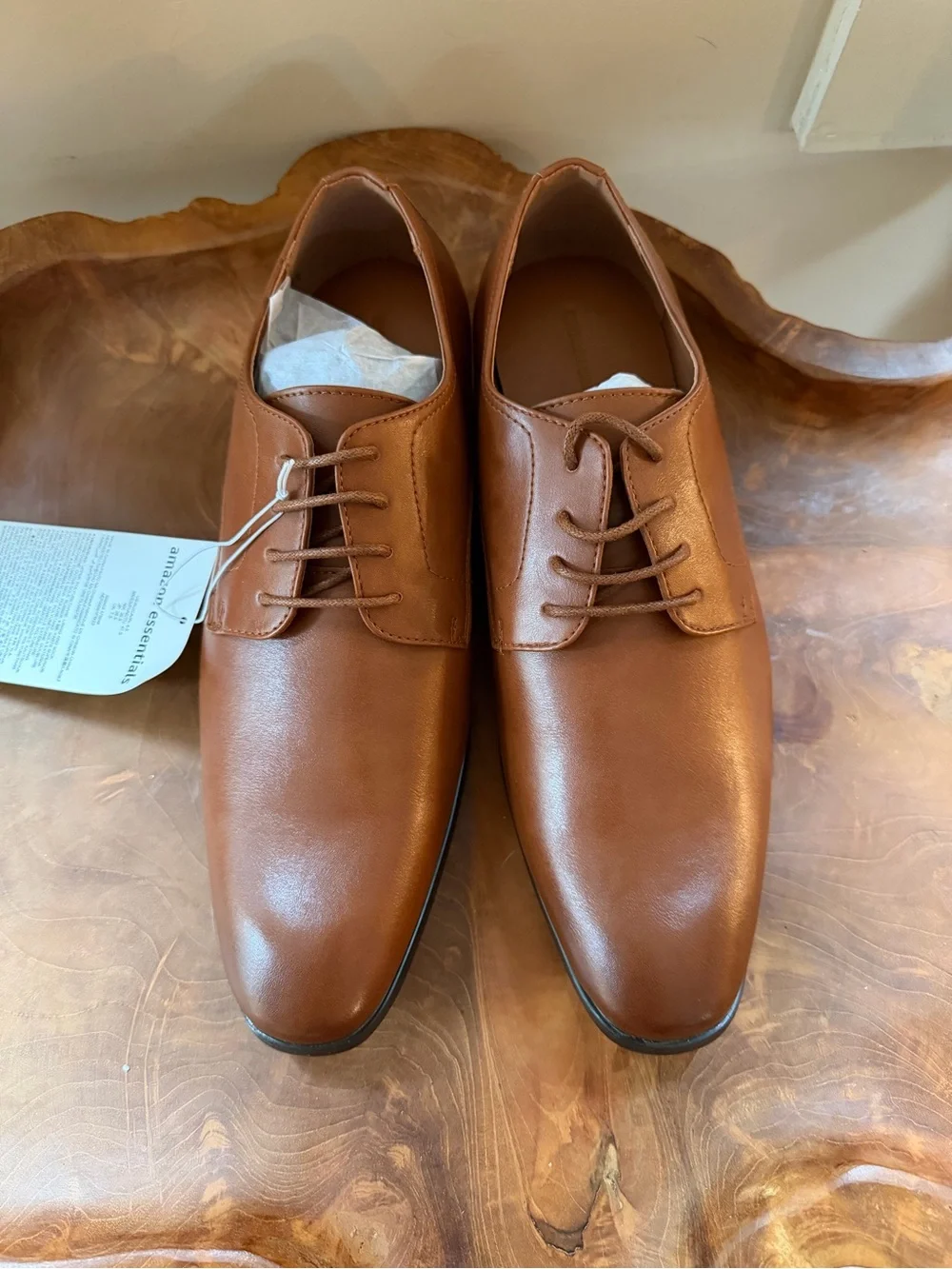 NEW Amazon Essentials Men’s Classic Brown Pu Leather Oxford Dress Shoes 8.5